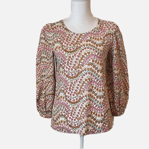 Loft Garden Shimmer Tie Back Mixed Media Top Size XS NWT - Picture 13 of 13